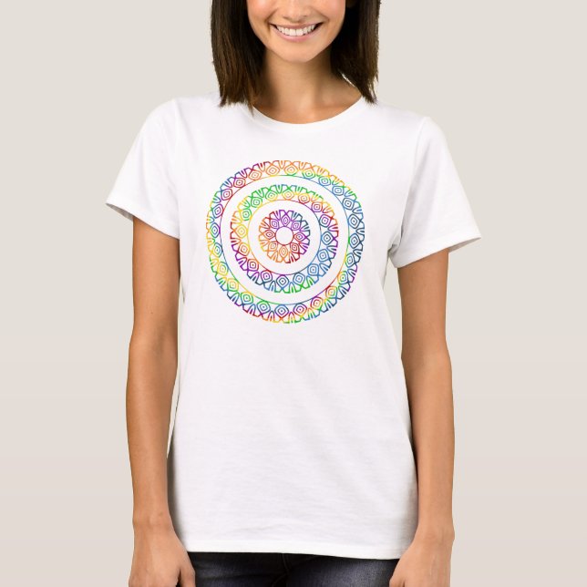 Rainbow Mandala Mönster Design Tee (Framsida)