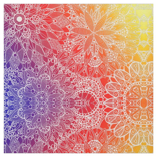Rainbow Mandala Mönster Fabric Tyg (Provkarta)
