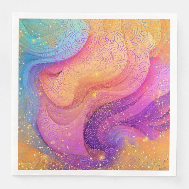 Rainbow Mandala Pappersservett (Framsida)