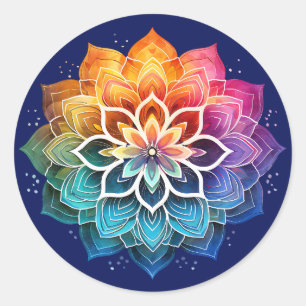 Rainbow mandala runt klistermärke