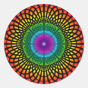 Rainbow Mandala Sticker Runt Klistermärke