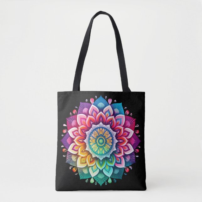 Rainbow Mandala Tygkasse (Framsida)