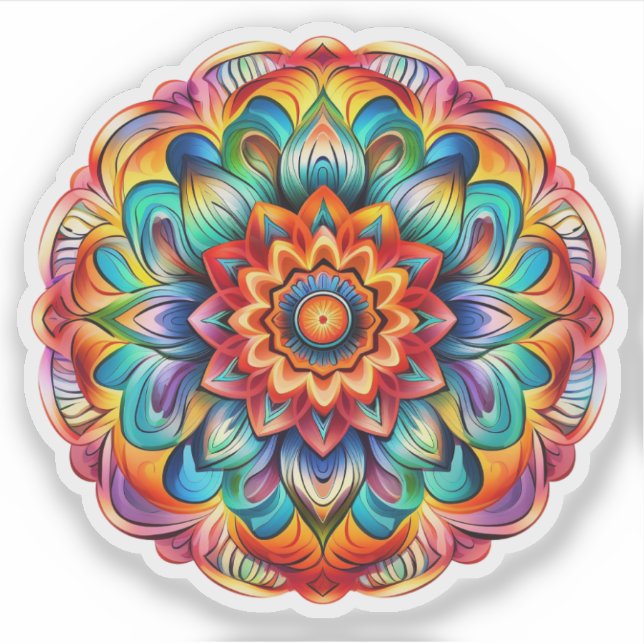 Rainbow Mandala vinyldekal Klistermärken (Framsida)