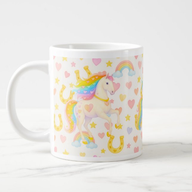 Rainbow Mane Horses Coffee Mug — Cooper & Cody Jumbo Mugg (Vänster)