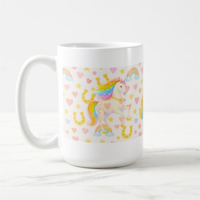 Rainbow Mane Horses Coffee Mug — Cooper & Cody Kaffemugg (Vänster)