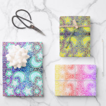 Rainbow Måne med Galaxy Glowing Stars