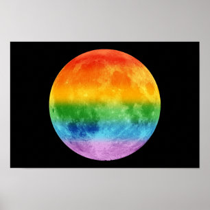 Rainbow Måne Poster