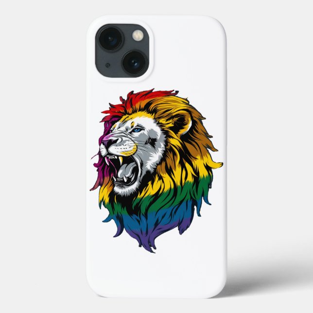 Rainbow Mane Roaring Lejon HGBTQ+ Pride iphone cas (Baksida)