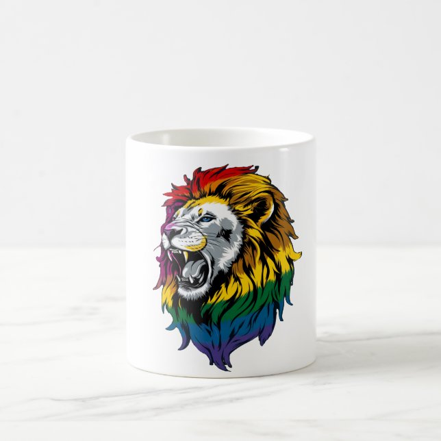 Rainbow Mane Roaring Lejon HGBTQ+ Pride mugg (Center)