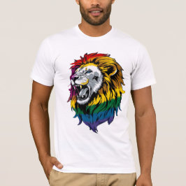 Rainbow Mane Roaring Lejon HGBTQ+ Pride T-Shirt