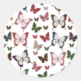 Rainbow Marble Butterfly Vår Mönster Runt Klistermärke