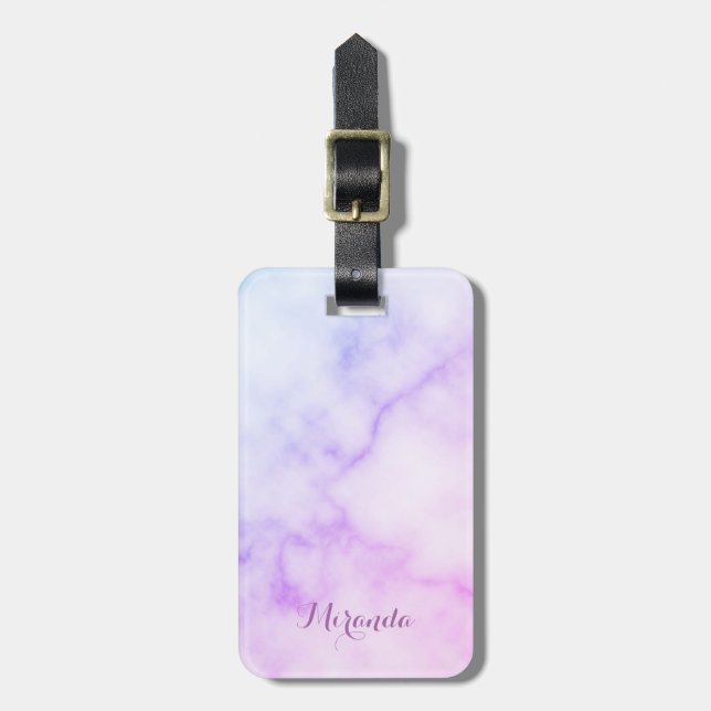 Rainbow Marble Mönster med Personlig Namn Bagagebricka (Vertikal Framsida)