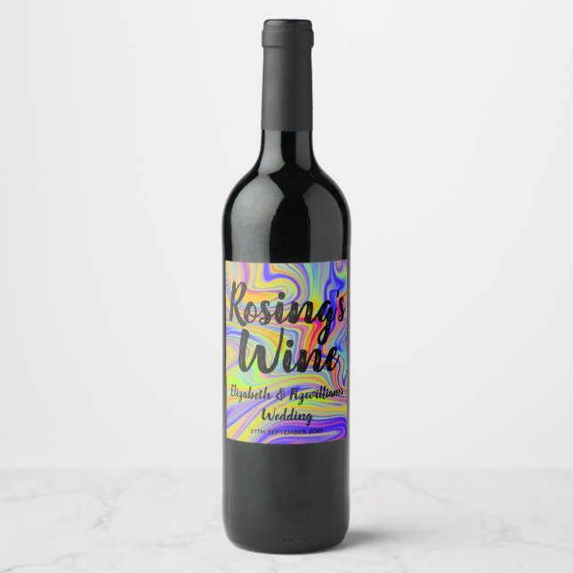 Rainbow Marbling Vin-etikett Vinflaska Etikett (Framsida)