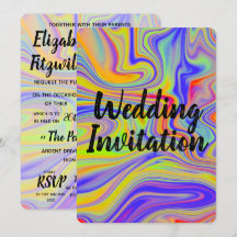 Rainbow Marbling Wedding bjudande