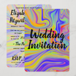 Rainbow Marbling Wedding bjudande Inbjudningar