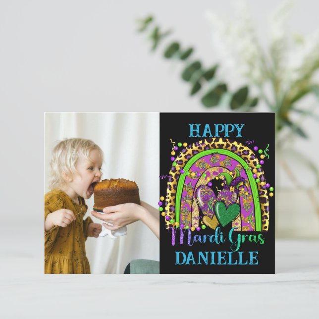 Rainbow Mardi Gras Card Tack Kort (Stående Fram)