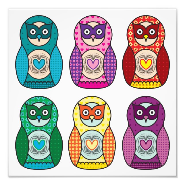 Rainbow Matryoshka Uggla Poster (Framsidan)