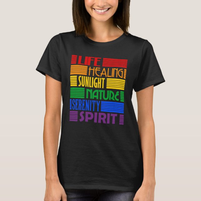 Rainbow Meanings (HBT Gay Lesbisk Transgender) T Shirt (Framsida)