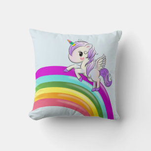 Rainbow med Unicorn Girly Dekorativ kudde