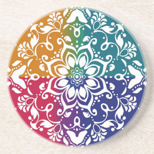 Rainbow Mehndi Mönster Sandstone Underlägg