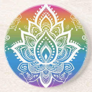 Rainbow Mehndi Mönster Sandstone Underlägg