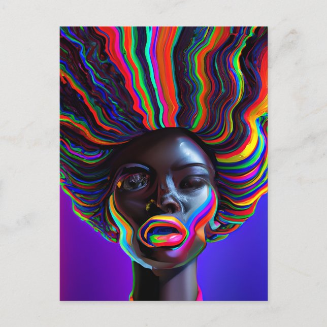 Rainbow Melanin Queen Black Girl Magic Sista Helg Vykort (Framsida)
