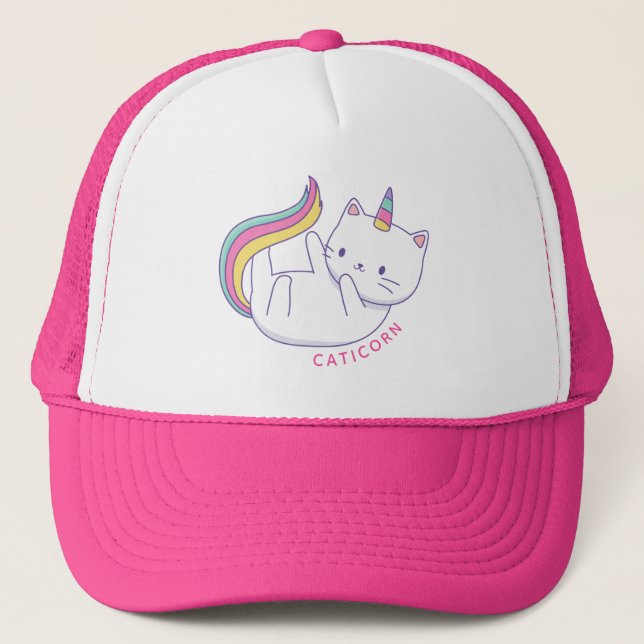 Rainbow Meowgical Caticorn Truckerkeps (Framsida)
