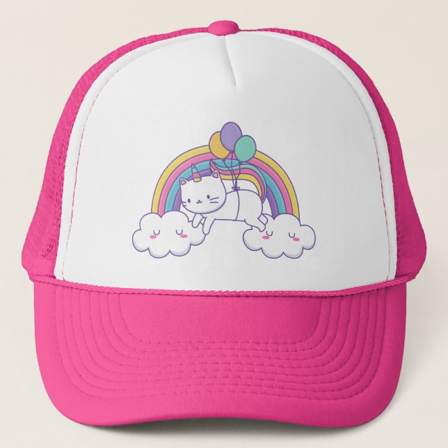 Rainbow Meowgical Caticorn Truckerkeps (Framsida)