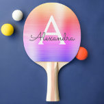 Rainbow Metallic Foil Monogram Namn Initial Pingisracket<br><div class="desc">Guld,  Lila och Rosa Rainbow Pastel Ombre Faux Metallic Foil Elegant Monogram Ping Pong Paddle. Den här engrammade Ping Paddle kan anpassas så att den omfattar ditt första och första namn och gör en underbar gigantisk födelsedag eller bröllop-bachelorette-partigåva.</div>
