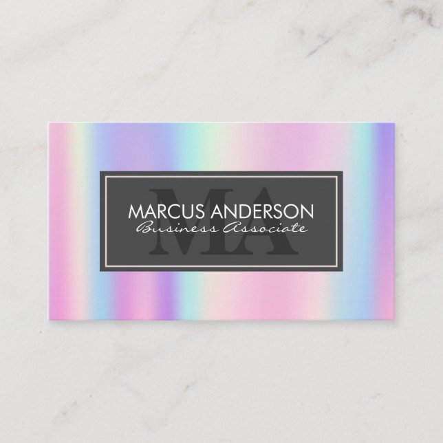 Rainbow Metallic | Klassiskt två första monogram Tidsbeställning Kort (Framsida)