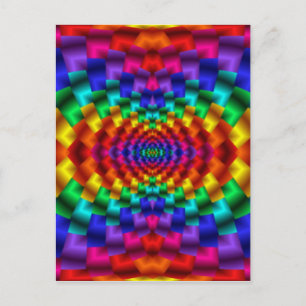 Rainbow Mind Warp Psychedelic Fractal Vykort
