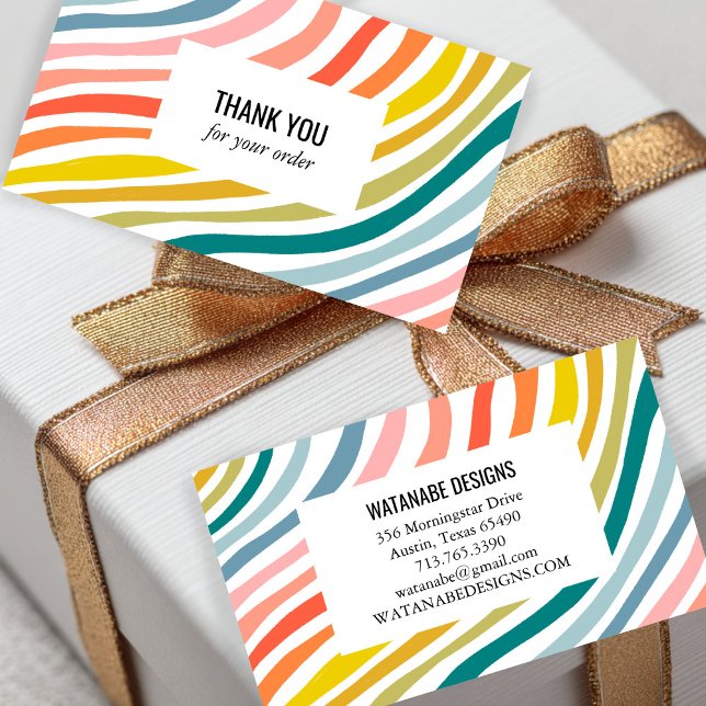 Rainbow Minimalist Rand ORDER TACK Paket Visitkort (Rainbow Minimalist Stripes ORDER THANK YOU Customer Package Small Business Card
)