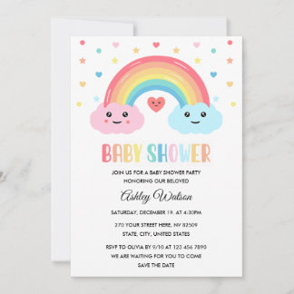Rainbow Miracle Baby Shower Inbjudningar