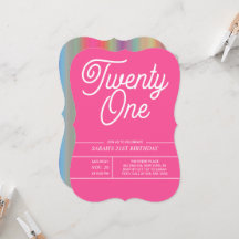 Rainbow Modern 21:a födelsedagsinbjudan