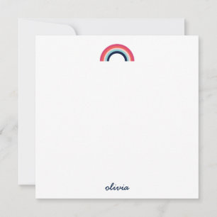 Rainbow Modern Personlig Script Namn Blue Anteckningskort