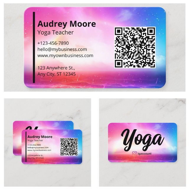 Rainbow Modern Yoga Studio-mallar Visitkort (Rainbow Modern Yoga Studio Templates Business Card
)