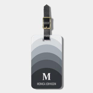 Rainbow Monogram Custom Name Black Rand Bagagebricka