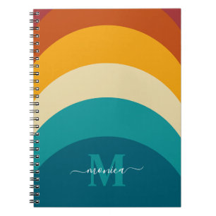 Rainbow Monogram eget namn Retro Sunset Rand Anteckningsbok