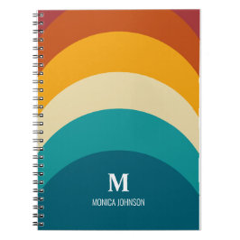 Rainbow Monogram eget namn Retro Sunset Rand Anteckningsbok