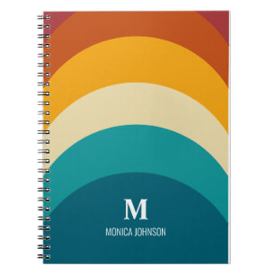Rainbow Monogram eget namn Retro Sunset Rand Anteckningsbok