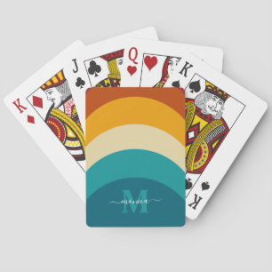 Rainbow Monogram eget namn Retro Sunset Rand Casinokort