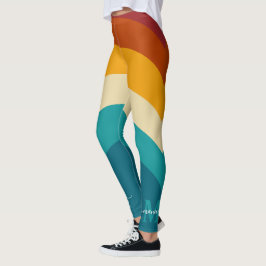 Rainbow Monogram eget namn Retro Sunset Rand Leggings