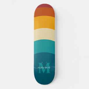 Rainbow Monogram eget namn Retro Sunset Rand Mini Skateboard Bräda 18,5 Cm
