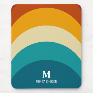 Rainbow Monogram eget namn Retro Sunset Rand Musmatta