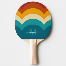 Rainbow Monogram eget namn Retro Sunset Rand Pingisracket