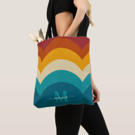Rainbow Monogram eget namn Retro Sunset Rand Tygkasse