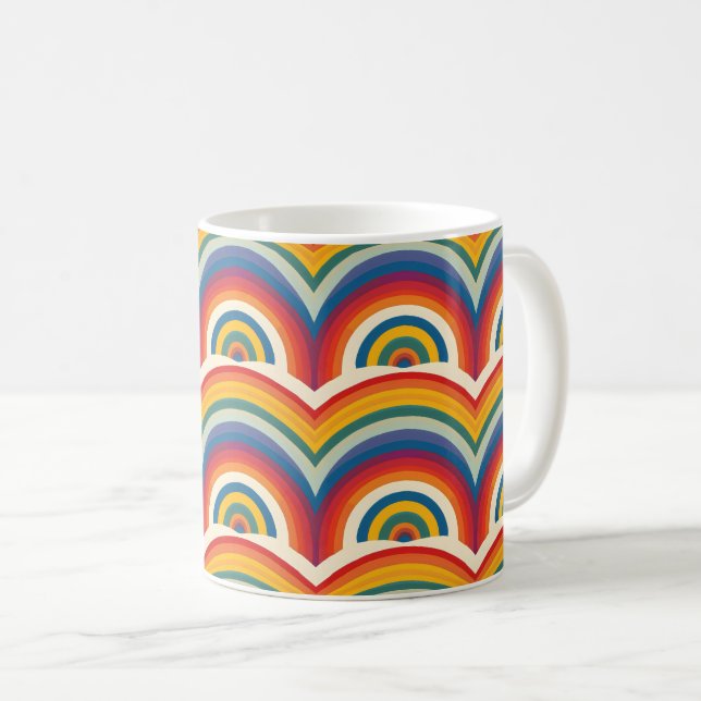 Rainbow Mönster Colorful Abstrakt Kaffemugg (Framsida höger)