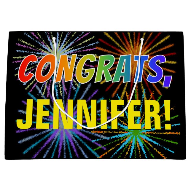 Rainbow Mönster "GRATULERAR", anpassat namn, Firew (Framsidan)