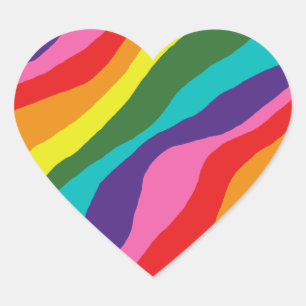 Rainbow Mönster Hjärtformat Klistermärke