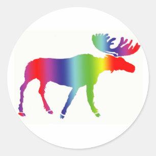Rainbow Moose Runt Klistermärke